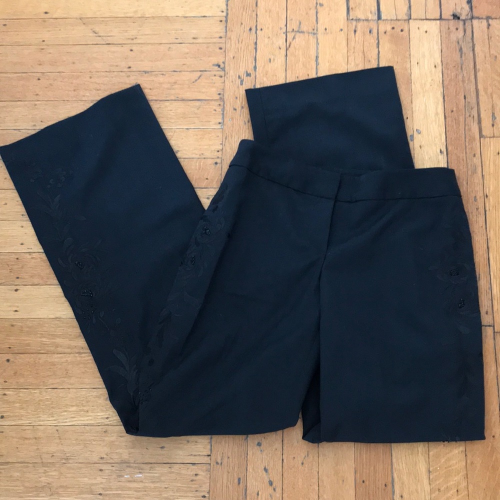 Embroidered beaded tuxedo dress pants
